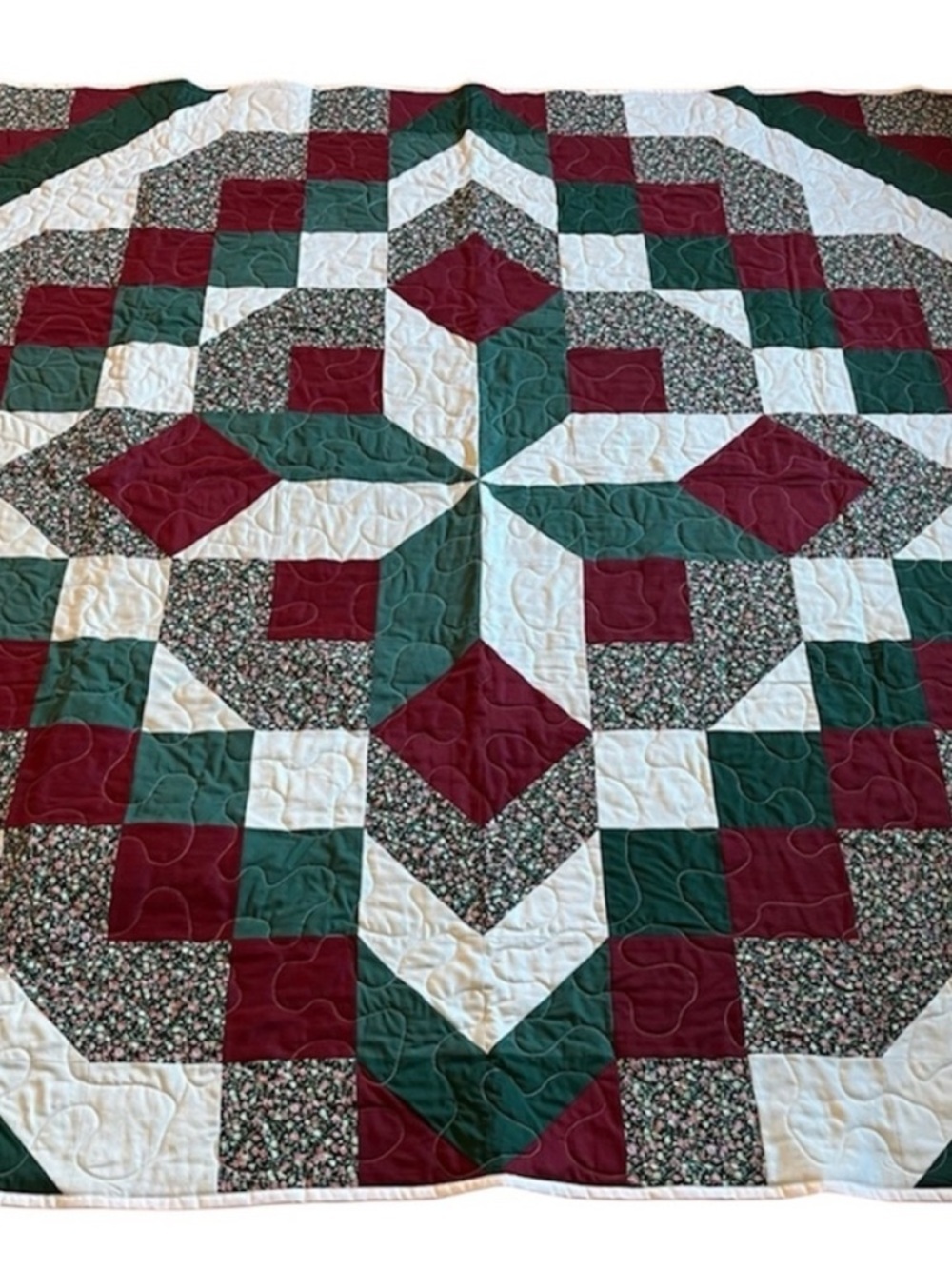 New Handmade Patchwork Quilt. Bedspread or large throw 68x69” Cottagecore